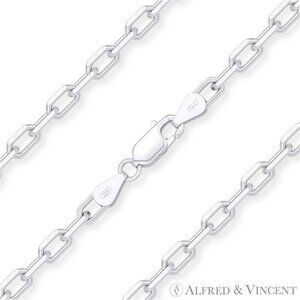 3.7mm D-Cut Anchor Cable Link Chain Necklace in Solid .925 Sterling Silver - 20"